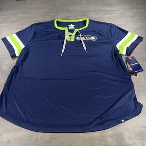 Seattle Seahawks Shirt Women 3XL Hockey Lace Jersey Boxy Oversized Fit Striped